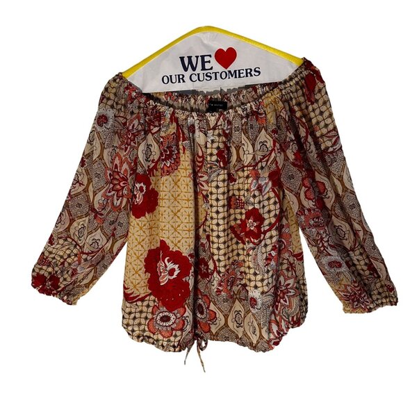 Tommy Hilfiger Tops - Tommy Hilfiger Women's Boho Floral Off-Shoulder Peasant Blouse Top L